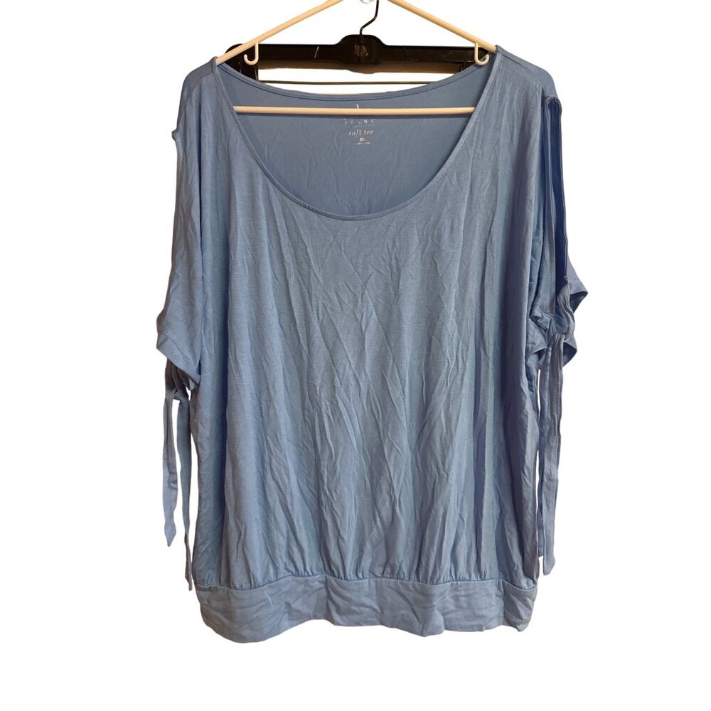 NY & Co Soho Jeans Womens Soft Tee Top XLarge Blue Short Sleeve